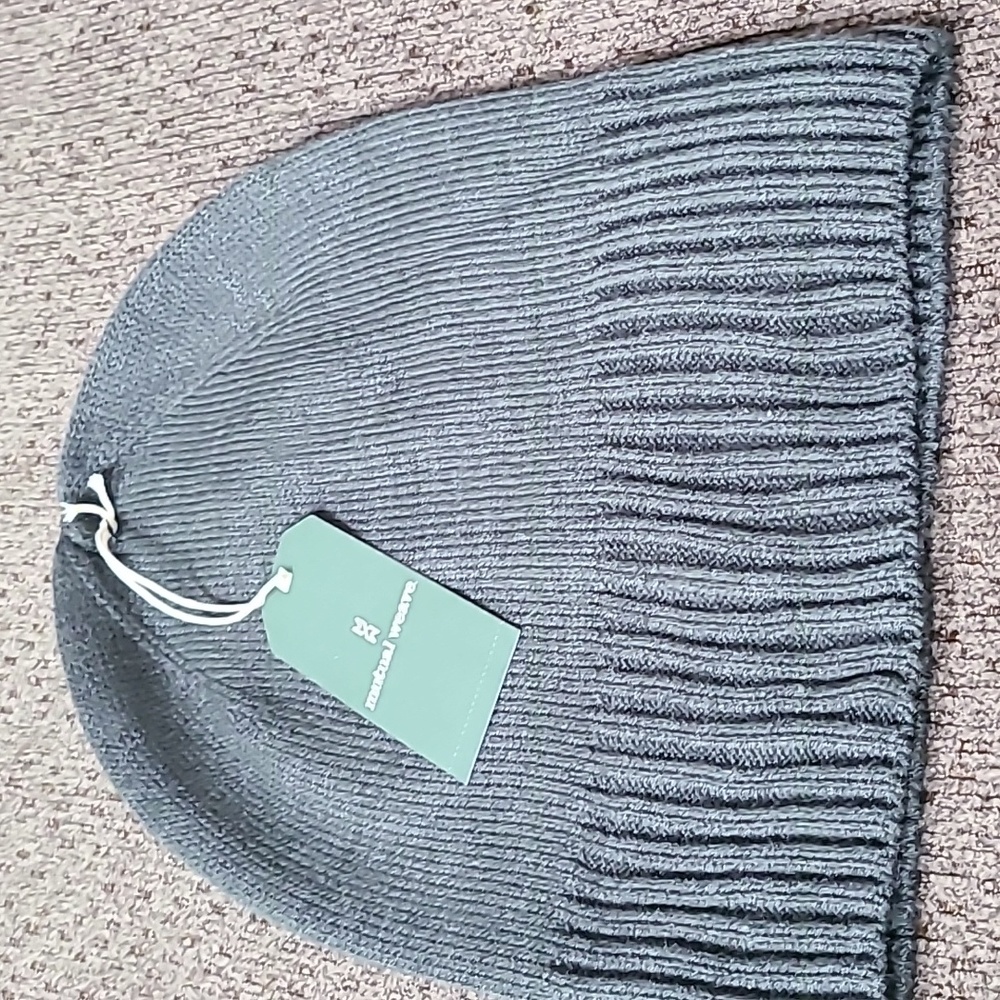 MUTUAL WEAVE MENS GRAY BEANIE ONE SIZE FITS MOST